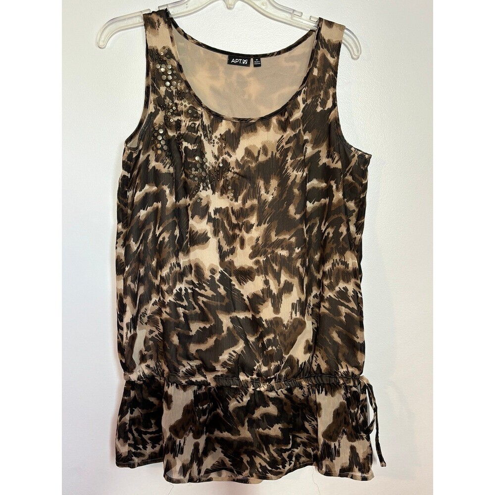 Apt 9 leopard print flowy scrunch waist tank top size medium